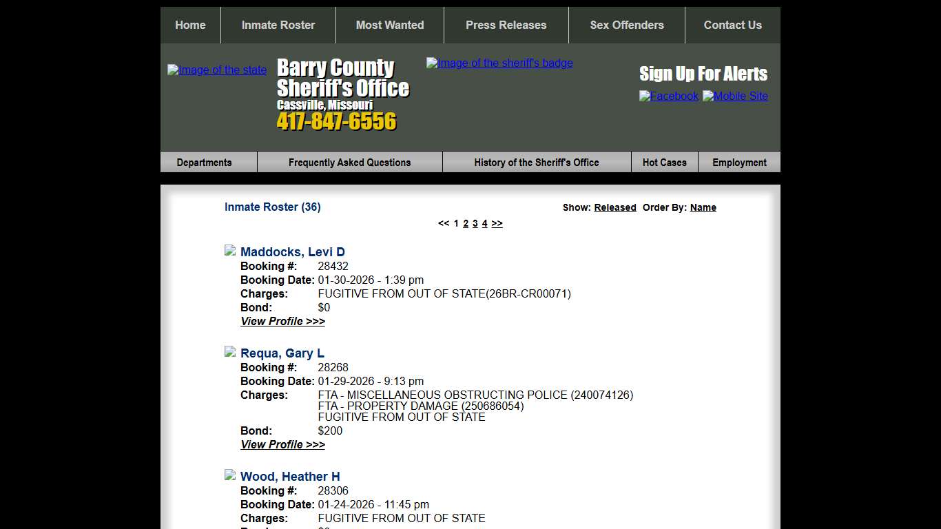Inmate Roster - Current Inmates Booking Date Descending - Barry County Sheriff MO