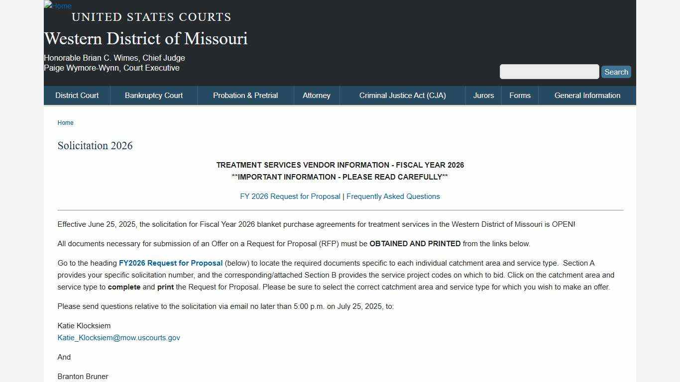 Solicitation 2026 Western District of Missouri